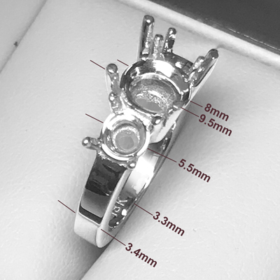 14k White Gold Engegament Ring setting Mount