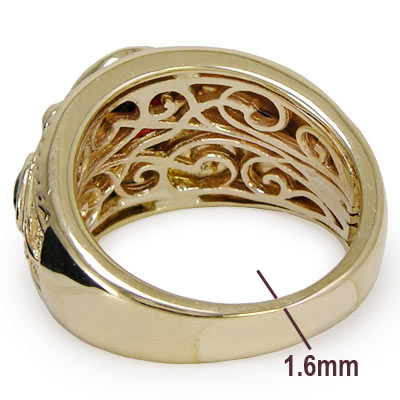 14k Gold Iolite and Garnet Ring Men's Jewelry