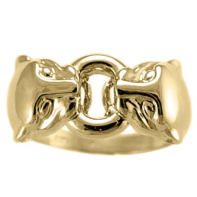 14k Solid Yellow Gold Cat Head Ring
