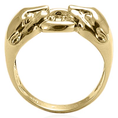 14k Solid Yellow Gold Cat Head Ring