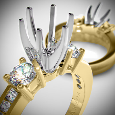 14k Gold Diamond Ring Setting .55ct