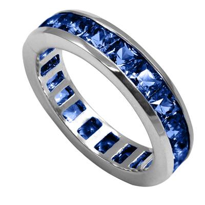 18k White Gold Channel Set Blue Sapphire Eternity