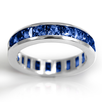 18k White Gold Channel Set Blue Sapphire Eternity