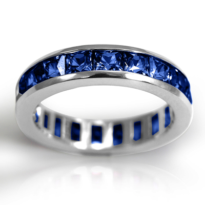 18k White Gold Channel Set Blue Sapphire Eternity