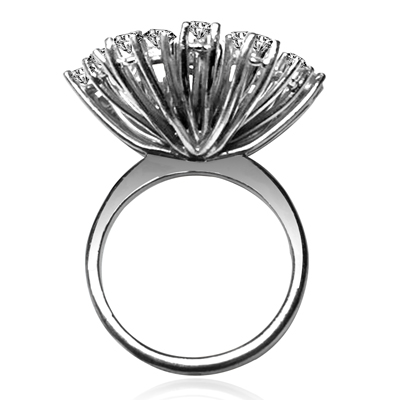14k White Gold Diamond Russian style Ring
