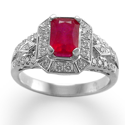 Ruby And Diamond Ring in Platinum
