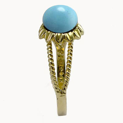 14k Solid Yellow Gold Genuine Turquoise Ring