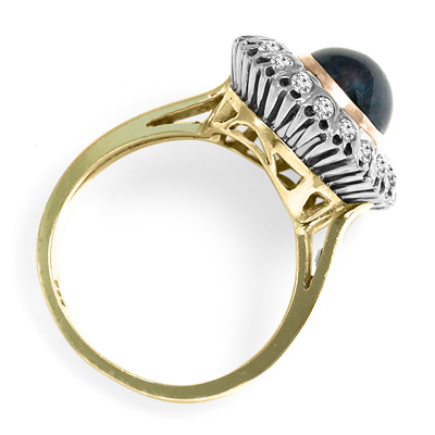Russian Style Sapphire Diamond Ring 14K 585