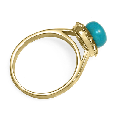 14k solid yellow Gold Turquoise Ring