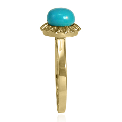14k solid yellow Gold Turquoise Ring