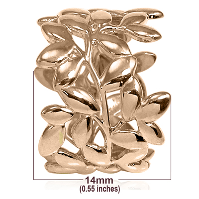 14k solid rose Gold Leaf Ring