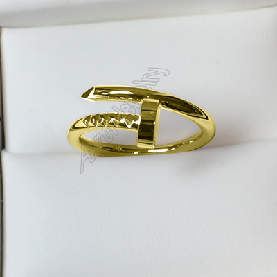 18k Solid Gold Swirl Nail Ring 2.30mm width