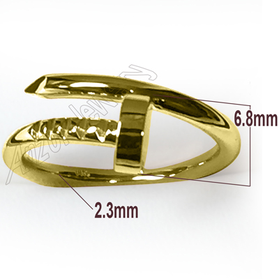 18k Solid Gold Swirl Nail Ring 2.30mm width