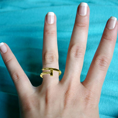 18k Solid Gold Swirl Nail Ring 2.30mm width