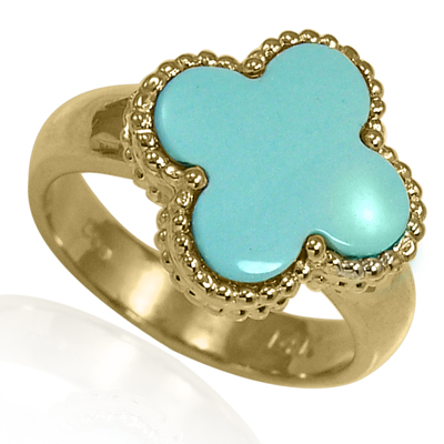 14k Solid Yellow Gold Turquoise Ring