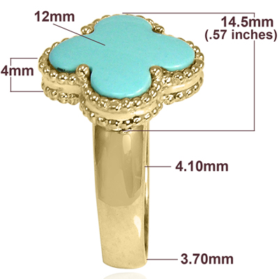 14k Solid Yellow Gold Turquoise Ring