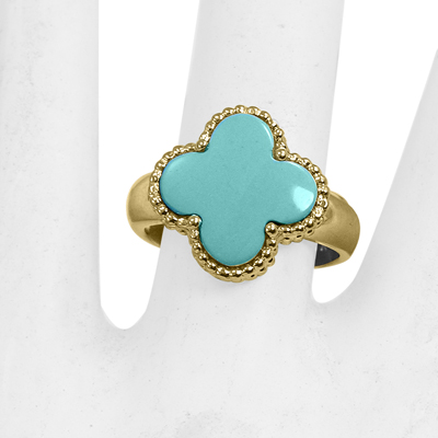 14k Solid Yellow Gold Turquoise Ring