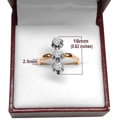 14K Gold Russian Style Diamond Svetofor Ring