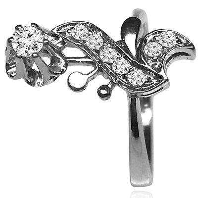 Russian Style flower Diamond Ring in 14k Gold