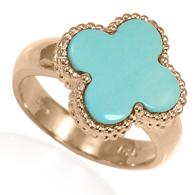 14k Solid Rose Gold Turquoise Ring