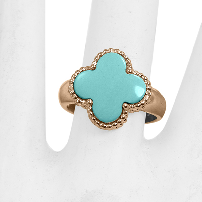 14k Solid Rose Gold Turquoise Ring