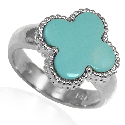 14k Solid White Gold Turquoise Ring