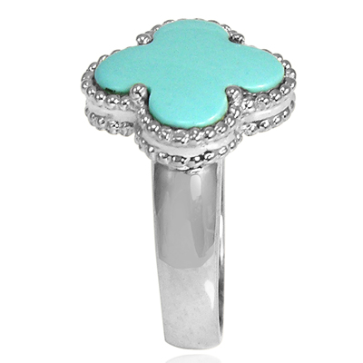 14k Solid White Gold Turquoise Ring