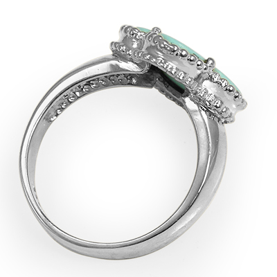 14k Solid White Gold Turquoise Ring