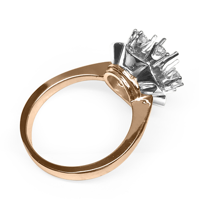 14k Gold Diamond Semi-Mount Flower Ring