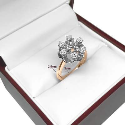 14k Gold Diamond Semi-Mount Flower Ring