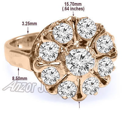 14K Rose Gold Russian Style Diamond Ring