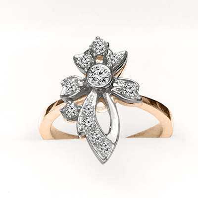 Russian Jewelry 14k Gold Fleur De Lis Diamond Ring