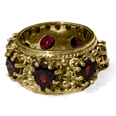 14k Gold Heart Shape Garnet Ring