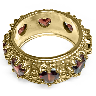 14k Gold Heart Shape Garnet Ring