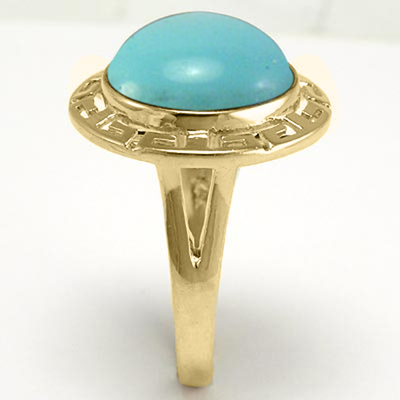 14k yellow Gold Greek Turquoise Ring