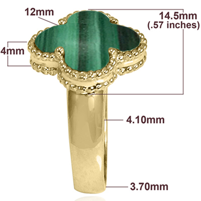 14k Solid Yellow Gold Malachite Ring