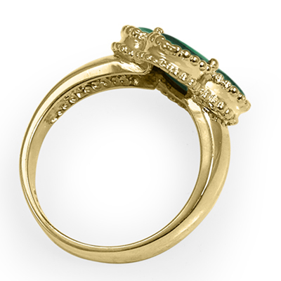 14k Solid Yellow Gold Malachite Ring