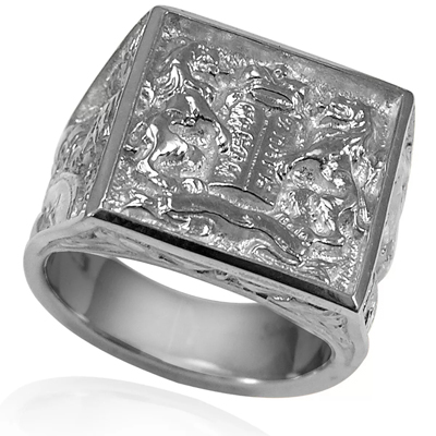 The Ten Commandments Men's Ring  in Silver
