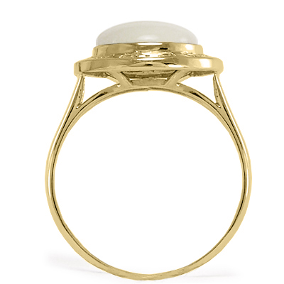 14k Gold Greek Genuine Mother of Pearl Ring