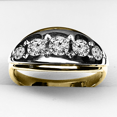 14k Gold Genuine Diamond Russian Style Ring