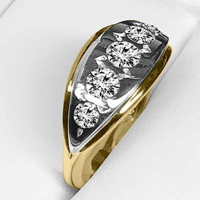 14k Gold Genuine Diamond Russian Style Ring