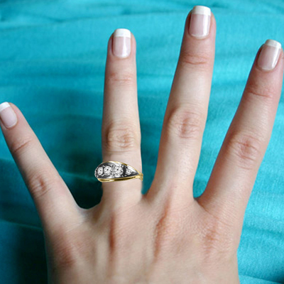 14k Gold Genuine Diamond Russian Style Ring