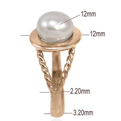 14k Solid Gold Design Genuine white Pearl Ring