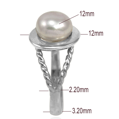 14k Solid Gold Design Genuine white Pearl Ring
