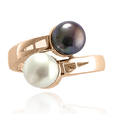 14k Rose Gold White and Black Ring