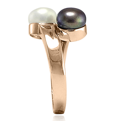 14k Rose Gold White and Black Ring