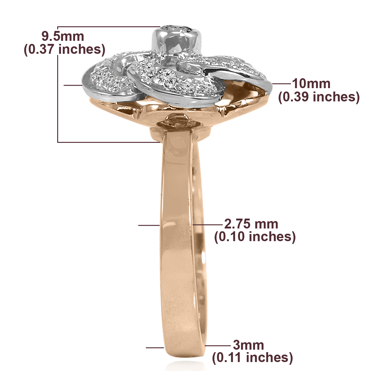 Russian style Diamond Flower ring 14k 585