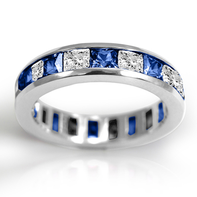 14k Gold Channel Set Diamond & Sapphire Eternity