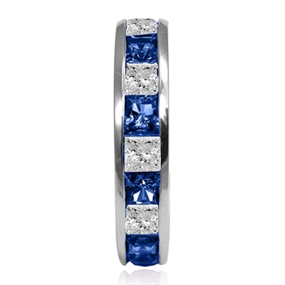 14k Gold Channel Set Diamond & Sapphire Eternity