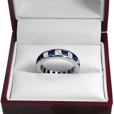14k Gold Channel Set Diamond & Sapphire Eternity